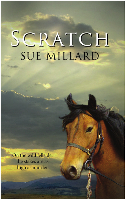 novel, Cover image of Fell pony, mountains and cloudy sky, SCRATCH